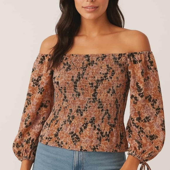 Free People Tops - Free People Crop Top Ties On Puff Sleeves Retail $98 NWT Petite